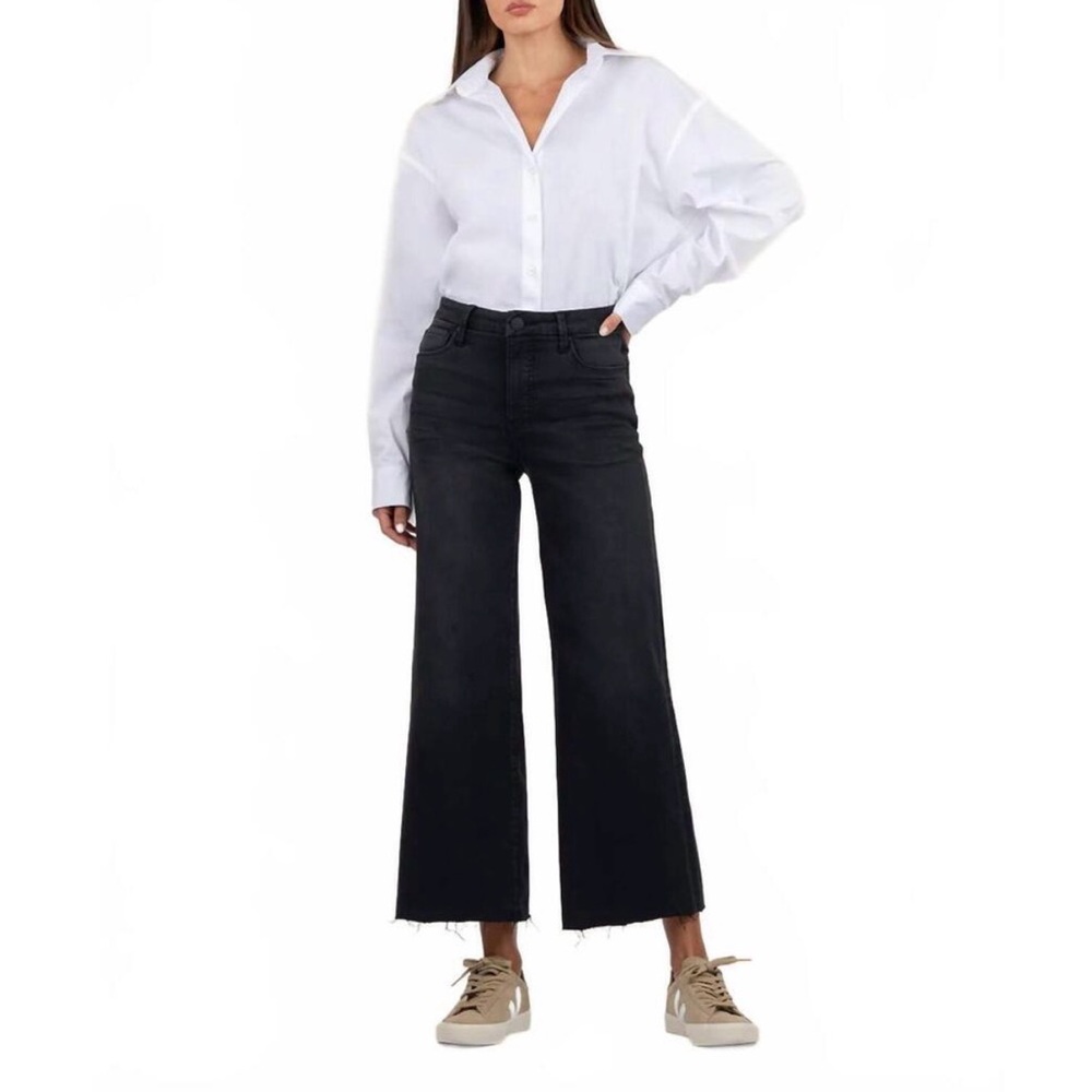 Kut from the Kloth Meg Fab Ab High Rise Wide Leg In Experience (Black) Size 4